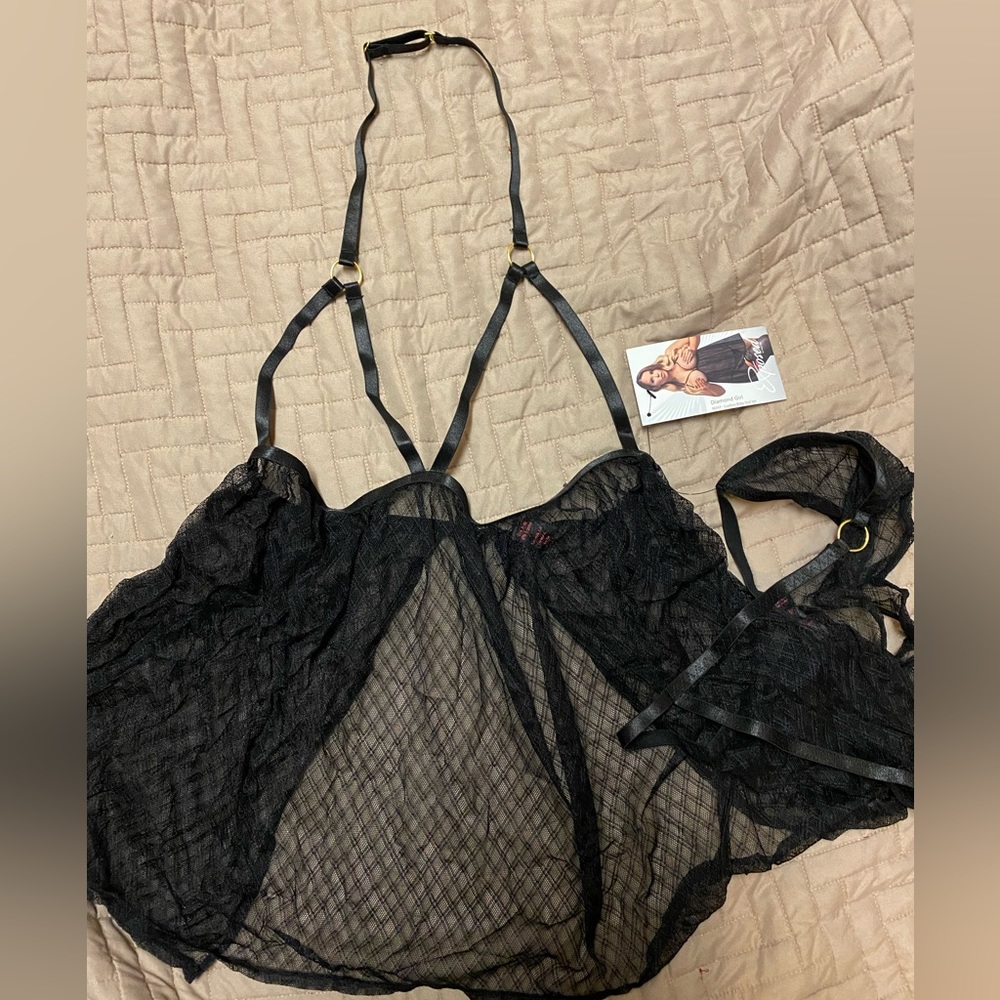 Lingerie by Exposed: Vintage Allure Black Baby Doll and Panty Set - Picture 2 of 7